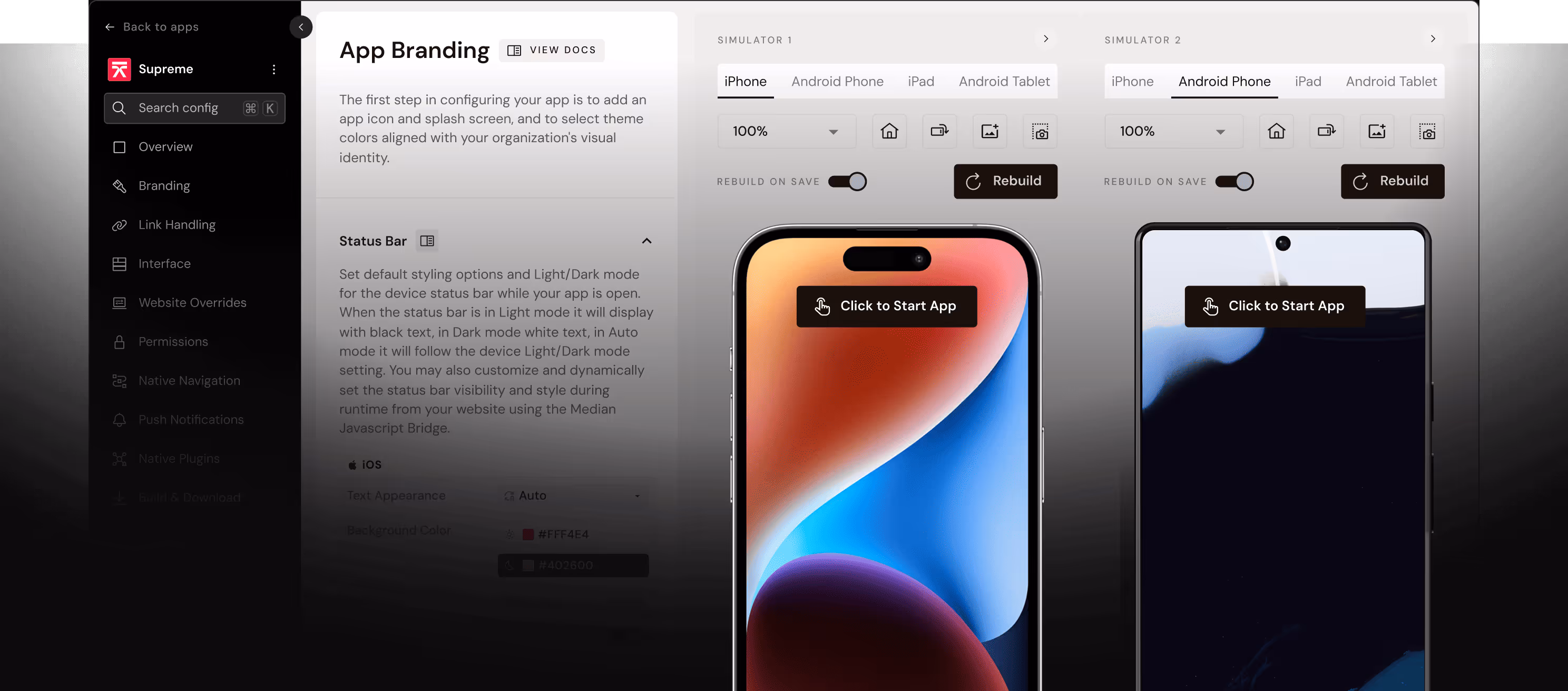 Device Simulators interface