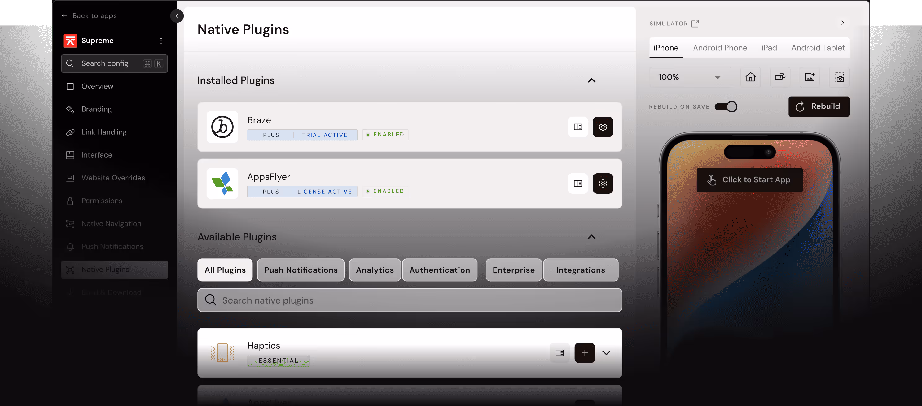 Native Plugins interface