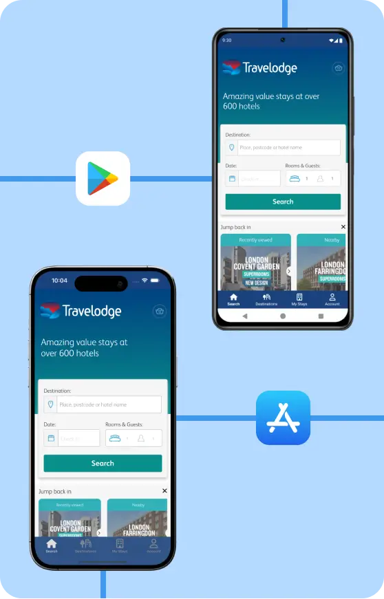 iOS and Android devices with the same app showing on both